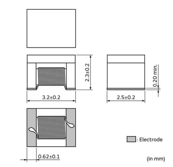 Technische Zeichnung - Murata Electronics LQW32FT_8H Chip-Induktivitäten